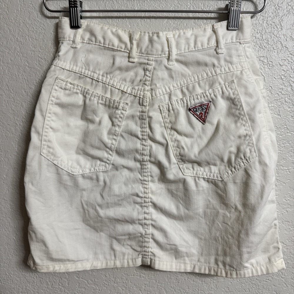 Vtg Guess Mini Skirt XS White Coquette Y2K 90s Georges Marciano USA Triangle